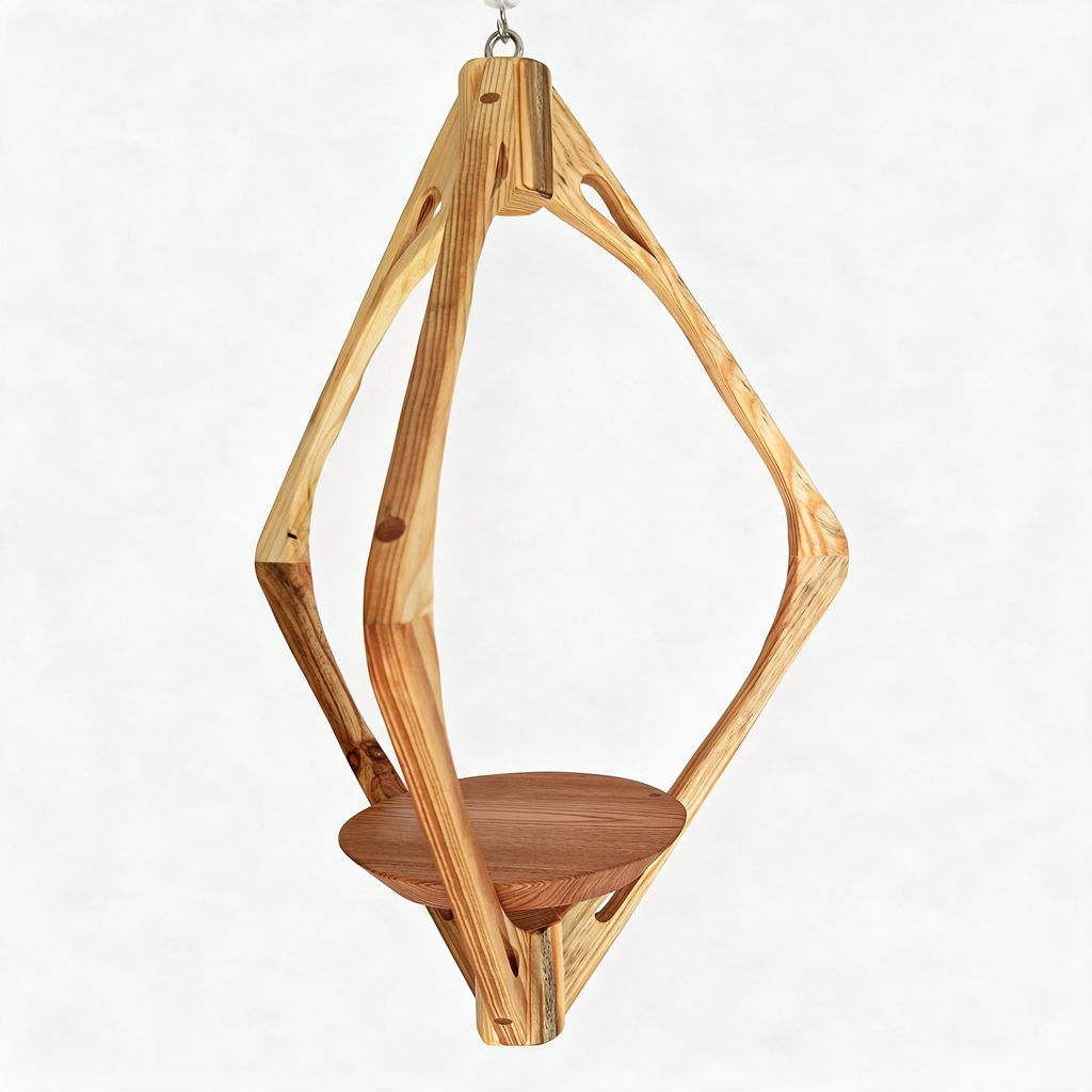 Suspension pour plantes en bois massif S058 - Design aérien - (H61cmxL43cm) Souffle des Bois