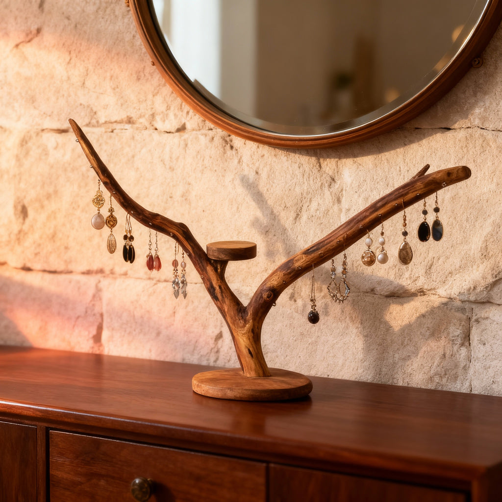 Porte boucles d'oreilles sur pied - 18 attaches- Largeur 50cm - Hauteur 40cm