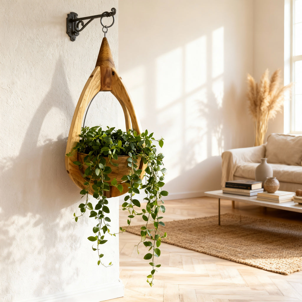 Suspension pour Plantes en Bois Design - H50cm x L28cm - S023