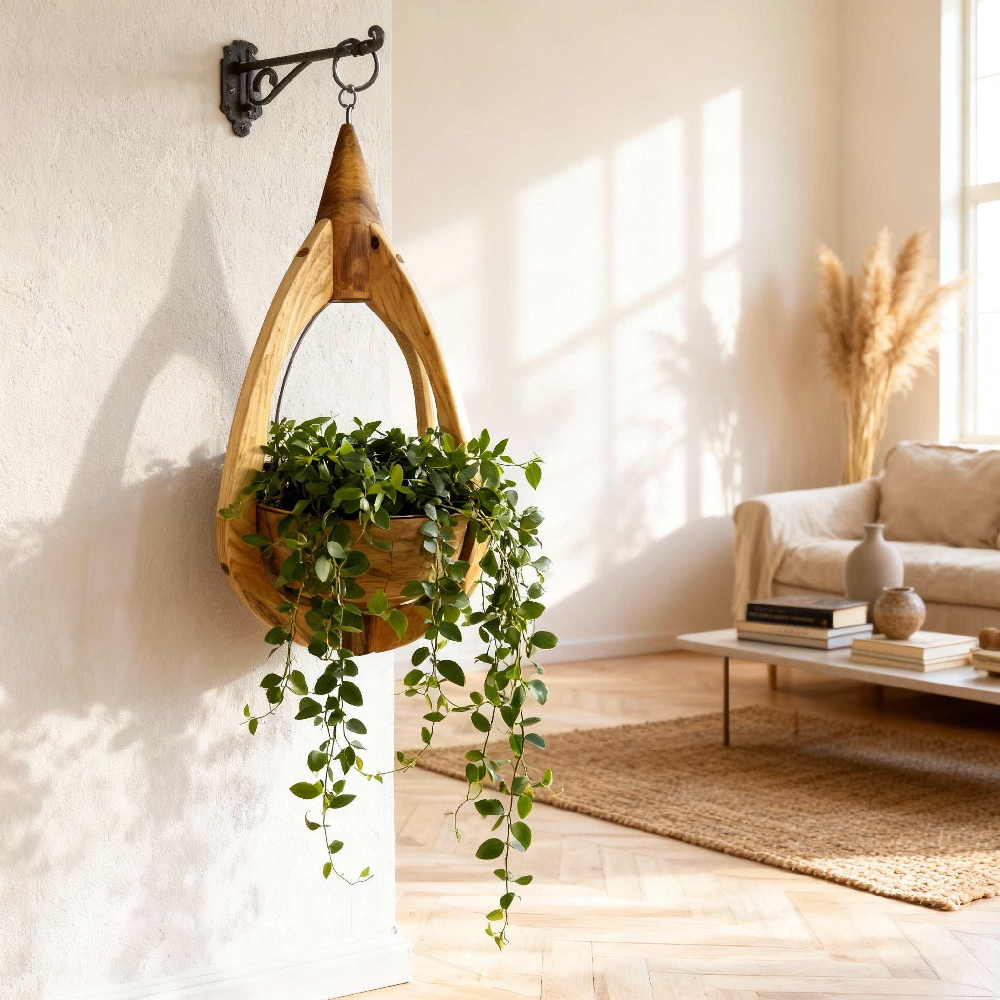 Suspension pour Plantes en Bois Design - H50cm x L28cm - S023