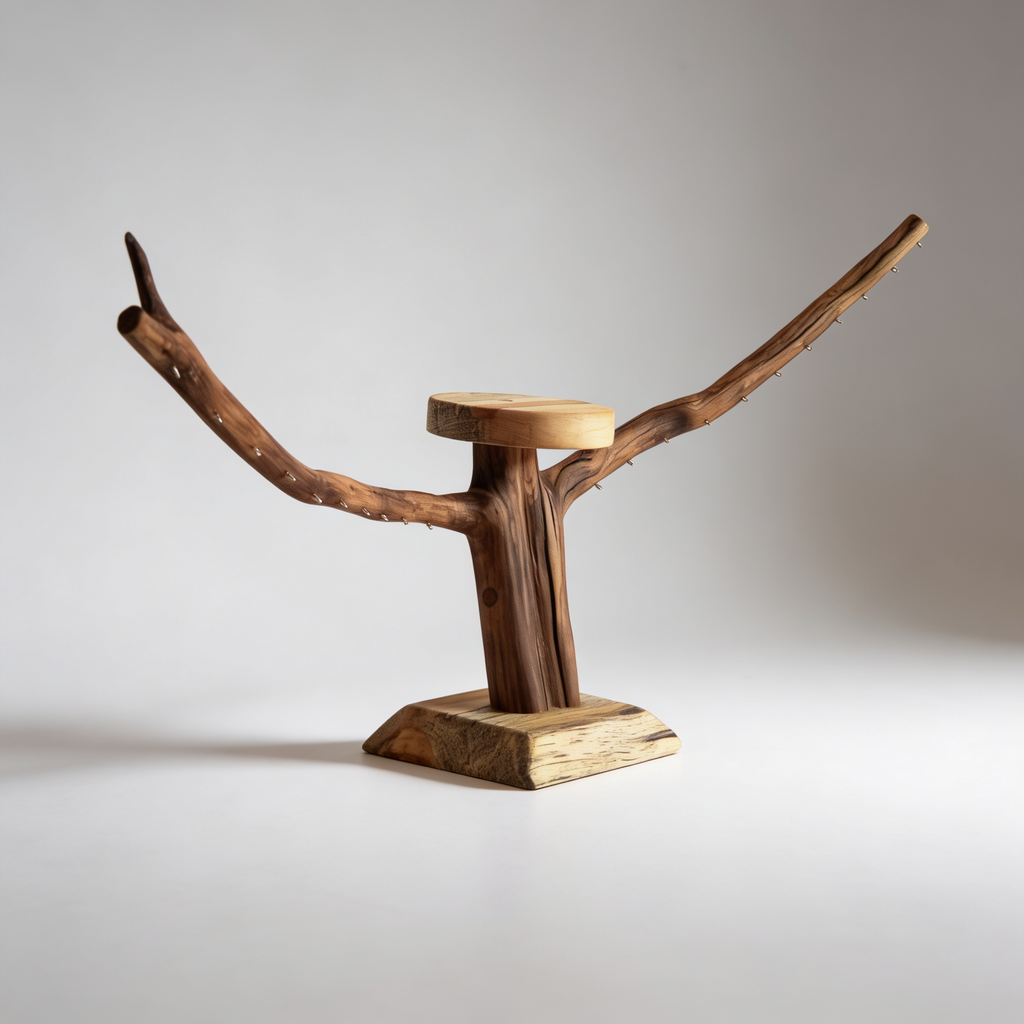 Porte boucles d'oreilles sur pied - 21 attaches- Largeur 76cm - Hauteur MAX 35cm Souffle des Bois