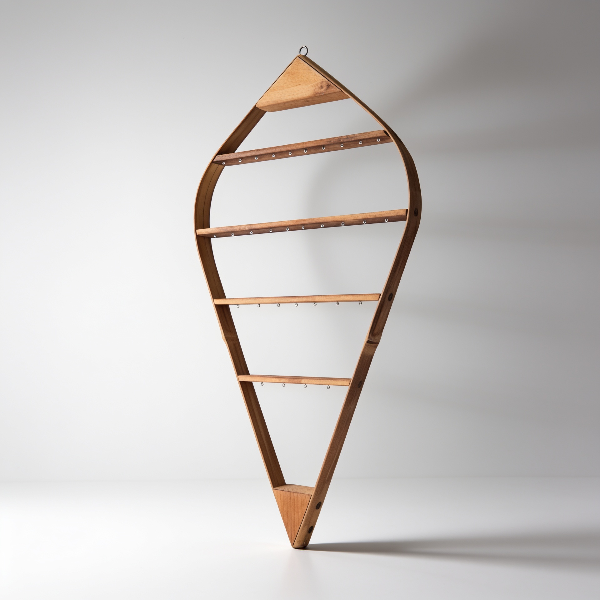 Porte boucles d'oreilles mural Bambou + Bois massif - 34 attaches- H67cm x L36cm Souffle des Bois