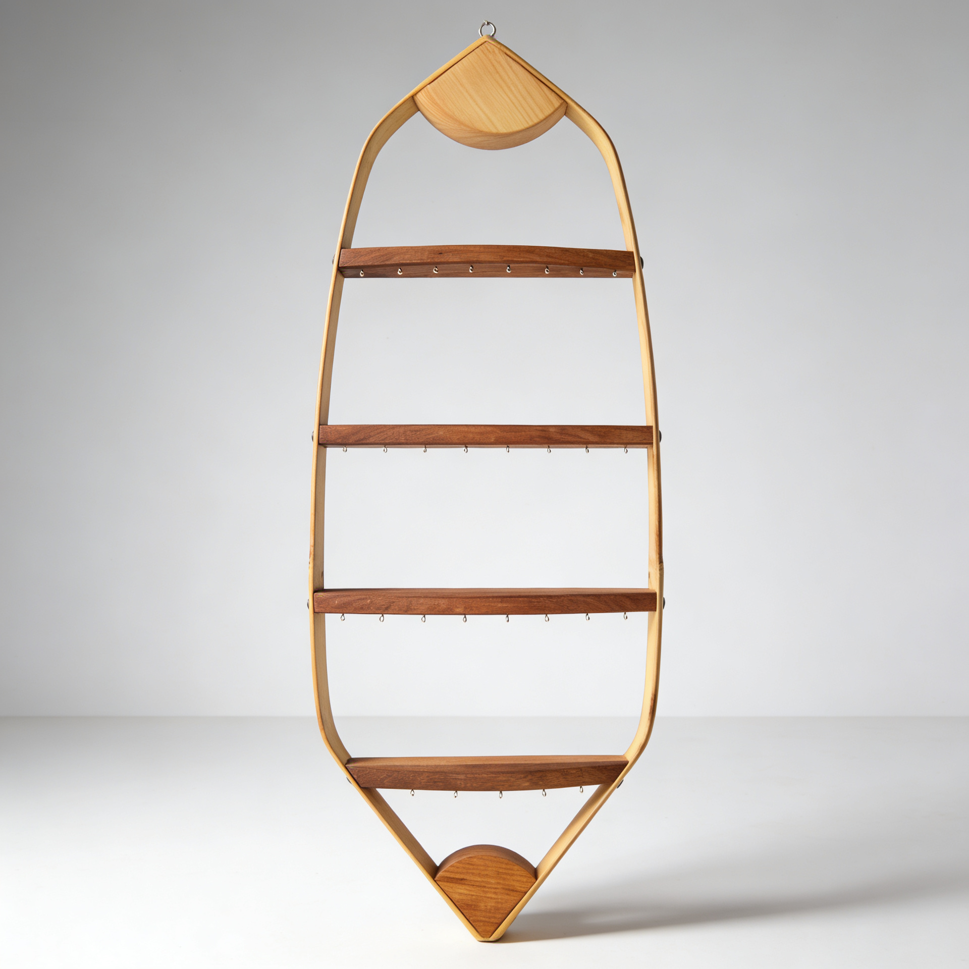 Porte boucles d'oreilles mural bambou + bois massif - 31 attaches- H68cm x L29cm Souffle des Bois